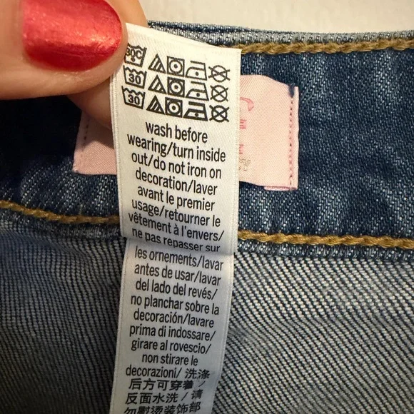 *NWT* VS PINK x LoveShackFancy Denim Baggy High Rise Jeans - bow print - Picture 7 of 11